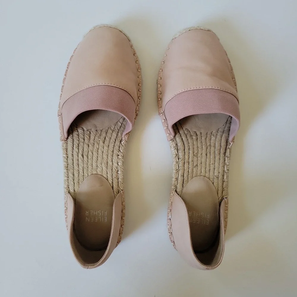 Eileen Fisher Lady D'Orsay Espadrille 8 Pastel Pink Leather Coastal Summer